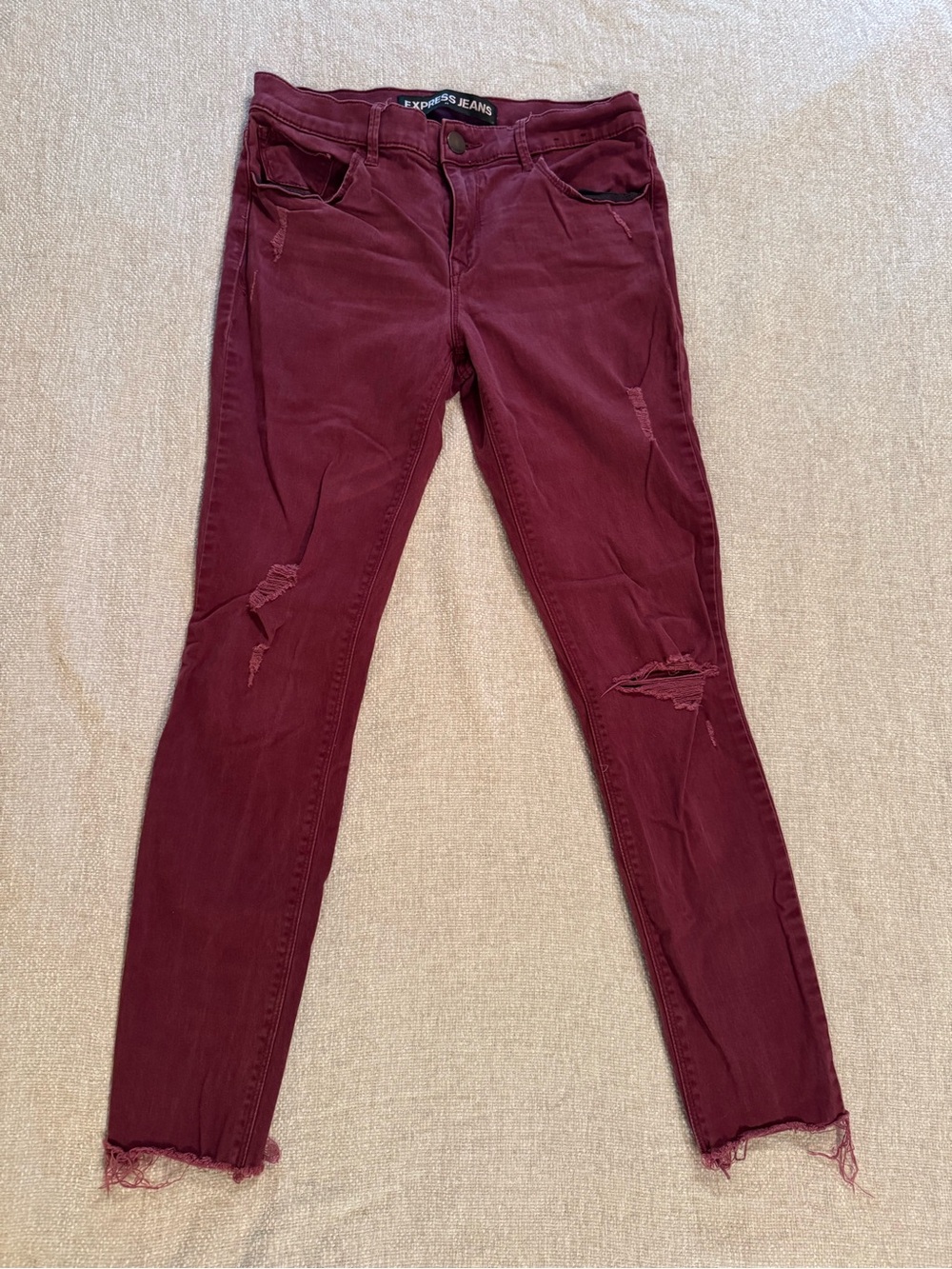 Express Jeans Mid‎ Rise Ankle Legging size 4 Burgundy